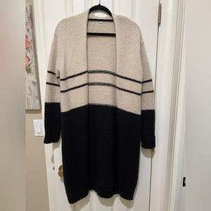 Long Beige and Black Cardigan